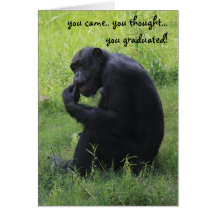 Funny Graduation Card, Chimpanzee, the Thinker