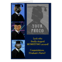 Funny Graduation Monkeys Custom Congratulations Greeting Card