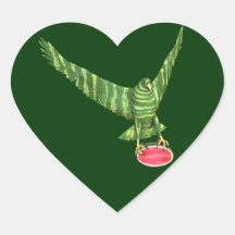 Funny Green Bald Eagle Heart Sticker