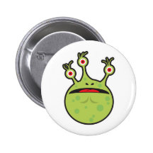 funny green monster pinback button