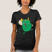 funny green monster with sac tee shirts