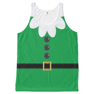 Funny Green XL Christmas Elf in July Tank Top