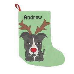 Funny Grey Pitbull Dog Christmas Stocking Small Christmas Stocking