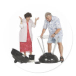 Funny Grill Round Stickers