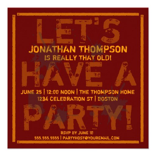 Funny Grungy Birthday Party Invitation