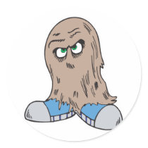 funny hair monster with shoes stickers
