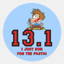 Funny half marathon round stickers