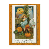 Funny Halloween Clown Card postcards by HalloweenFun Funny Halloween Clown Card postcards