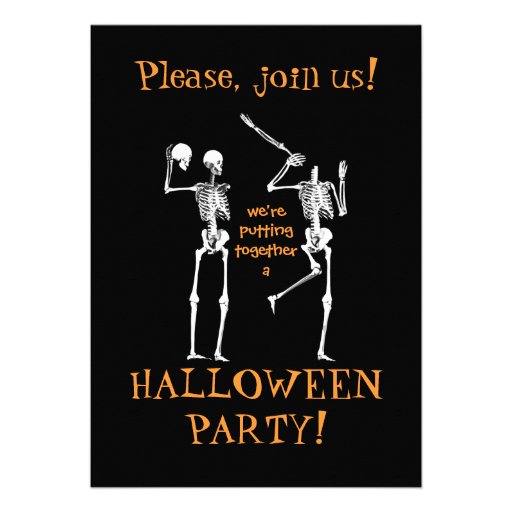 Funny Halloween Skeletons - Please Join Us Personalized Invitations