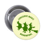 Funny Halloween Witches Green Pinback Button