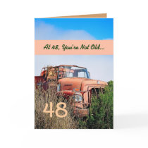 FUNNY Happy 48th Birthday - Vintage Orange Truck Greeting Card