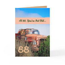 FUNNY Happy 88th Birthday - Vintage Orange Truck Greeting Cards
