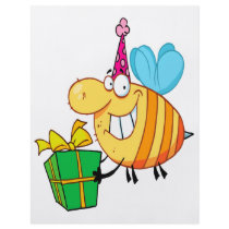 funny happy birthday bumble bee cartoon character full color flyer