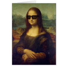Funny Happy Hipster Mona Lisa in Shades Card