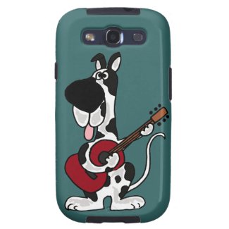 Funny Harlequin Great Dane Playing Guitar