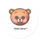 Funny Hello Bear dazzling Round Sticker