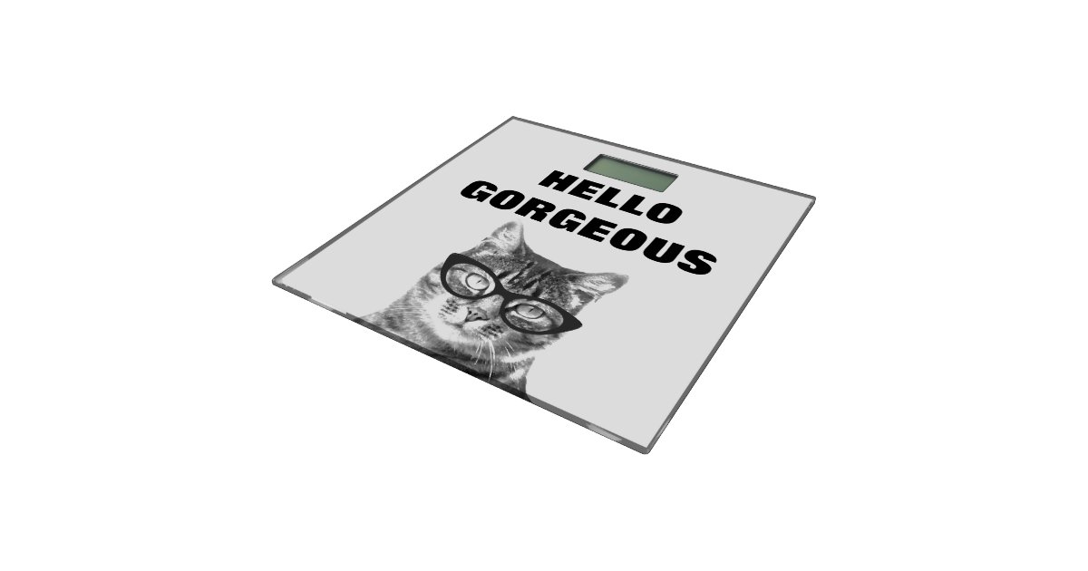 Funny Hello bathroom scale with cute cat Zazzle