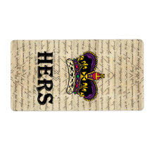 Funny hers text & crown custom shipping label
