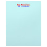 Funny "High Maintenance - Low Performance" Letterhead Template