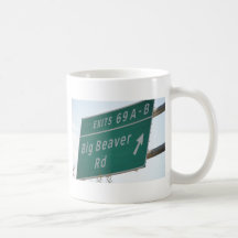Funny HIghway Sign Big Beaver Road Exit 69 Mug
