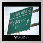 Funny Highway Sign, Big Beaver Road Exit 69 posters