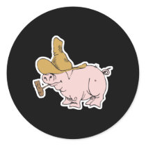 funny hillbilly pig round sticker