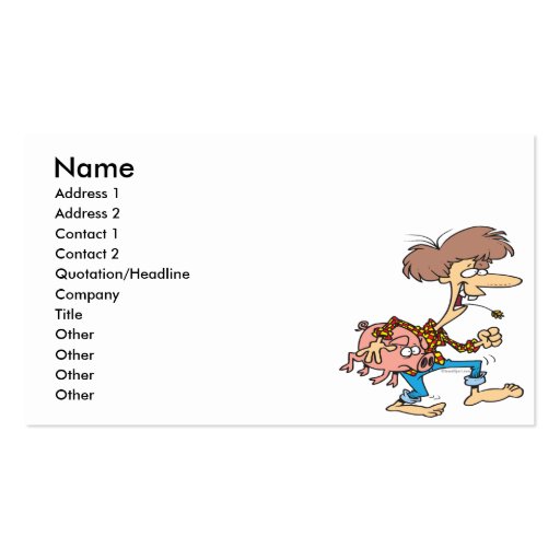 funny hillbilly redneck with pig cartoon business cards