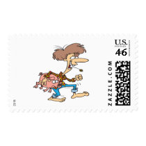 funny hillbilly redneck with pig cartoon postage stamps