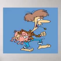 funny hillbilly redneck with pig cartoon posters