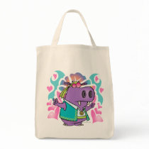 funny hippy hippie hippo cartoon canvas bag