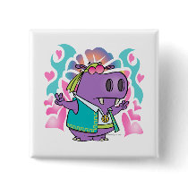 funny hippy hippie hippo cartoon pin
