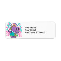 funny hippy hippie hippo cartoon custom return address labels
