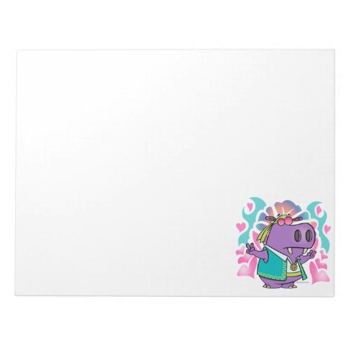 funny hippy hippie hippo cartoon memo note pad