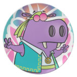 funny hippy hippie hippo cartoon party plates