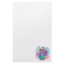 funny hippy hippie hippo cartoon stationery design