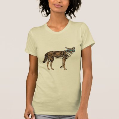 Funny Hipster Coyote with Sunglasses Tshirt
