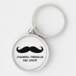 Funny hipster mustache holiday xmas mustaches keychain
