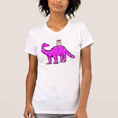 ,Funny Hipster Owl & Pink Dinosaur T-shirt