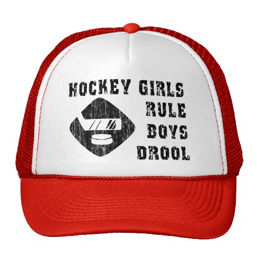 Funny Hockey Girls Rule Boys Drool Hat Zazzle