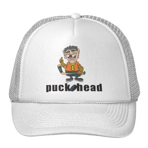 Funny Hockey Puck Head Trucker Hat Zazzle