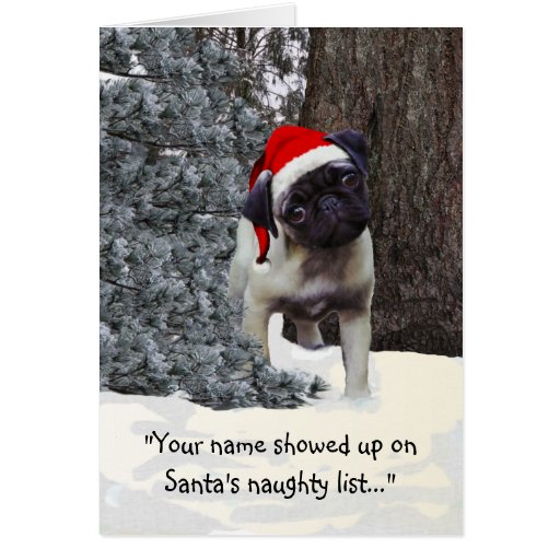 Funny Holiday Greeting Card w/ pug