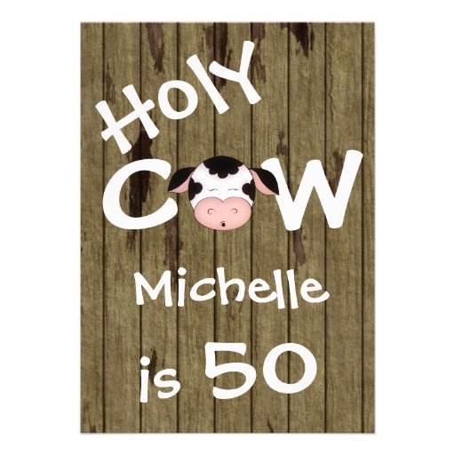 Funny Holy Cow 50th Birthday Party Invitation