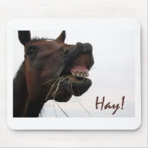 Funny Horse: Hay! mousepads