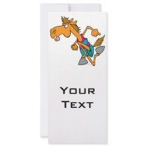 funny horse racer running horse cartoon personalized rack card