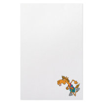 funny horse racer running horse cartoon custom stationery