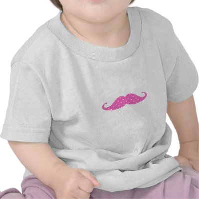 Funny Hot Pink Girly  Polka Dots Mustache Tee Shirts