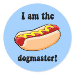 Funny hotdog round stickers