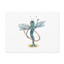 funny hula hoop dragonfly postcards