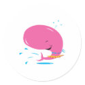 funny hula pink whale stickers