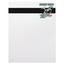 funny hungry hippo cartoon custom letterhead